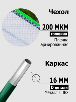 Парник (мет труба в пвх d-16мм+чехол: армир пленка) 181,5х92х93 см разб 'Урожайная сотка Эксперт' 22012-Е