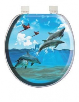 Сиденье для унитаза мягкое 43,5х36,5х5 см `Дельфины` 1140 (Aqua-prime)
