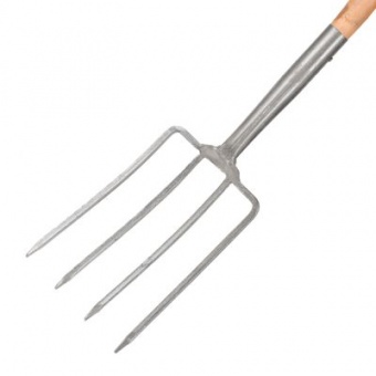 Вилы Сенные 4-х зубые рельс.сталь с удлинен. тулейкой 'Урожайная сотка' с крашен.дер/ч F-107