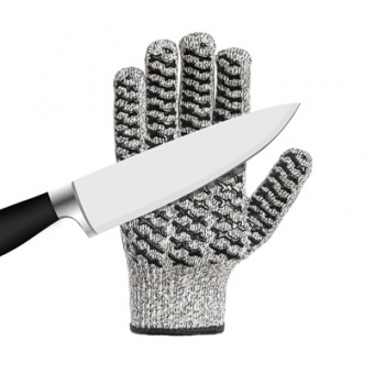 Перчатки трикотажные от порезов 10 класс с антискользящим покрытием серые (97 гр)