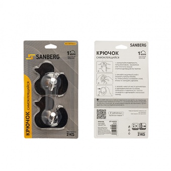 Крючок самоклеящийся `SANBERG` металл ЛОФТ ЭНИМАЛ комп. 2шт Blister