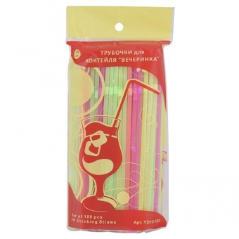 Трубочки для коктейлей 'Вечеринка' 100 шт/упак