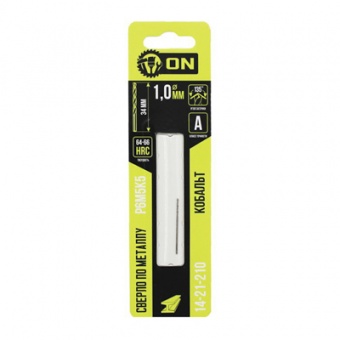 Сверло по металлу Р6М5К5 Кобальт, 1,0х34мм, ON , 14-21-210