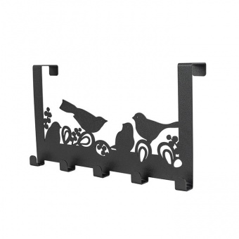 Вешалка на дверь на 5 крючков 'Птицы' металл 36 х 18,5 х 6 см черная Verda Line