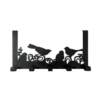 Вешалка на дверь на 5 крючков 'Птицы' металл 36 х 18,5 х 6 см черная Verda Line