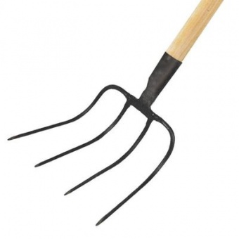 Вилы Подборочные изогнутые 4-х зубые рельсовая сталь 'Урожайная сотка' с крашен.дер/чер CFR009