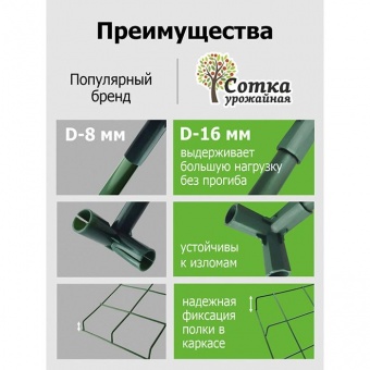 Стеллаж для подоконника 21х54х56 см разб 3 полки (пласт тр d-16мм) 'Урожайная сотка Оптима'