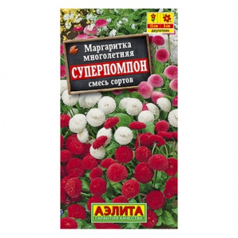 Маргаритка Суперпомпон, смесь сортов  0,05г (Аэлита)
