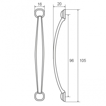 Ручка-скоба мебельная `SANBERG` мет  96мм 6210 (антик бронза) [инд. уп.][груп.10шт]
