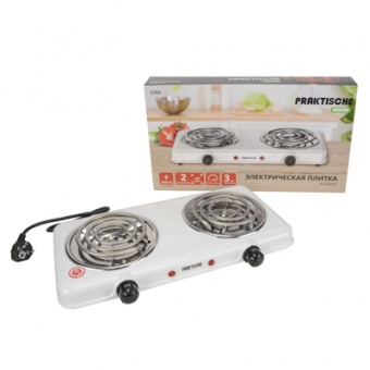 Плитка электрическая 2 конф тэн 2,0 кВт белая 5703 (PRAKTISCHE HOME)