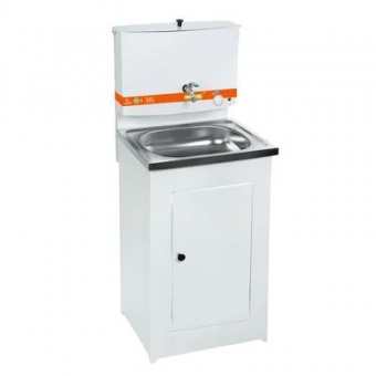 Умывальник с ЭВН 17 л металл бак/нерж.мойка/тумба металл белый `PRAKTISCHE HOME`