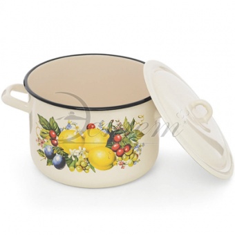 Кастрюля эмалир 4,3 л цилиндр `Изобилие/Клубника` (Эстет)