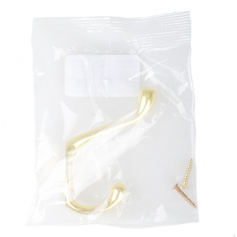 Крючок мебельный `SANBERG` 2-рожковый 5708 Капелька (золото) [инд. уп.][груп.10шт]