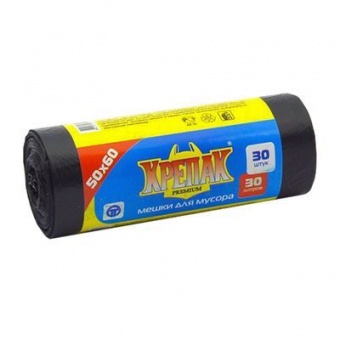 Мешки для мусора 30 л 30 шт рулон 9 мкм ПНД (Крепак)
