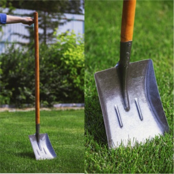 Лопата совковая ЛСП рельс.сталь `Урожайная сотка` универсальная с ребр.жест с краш дер/чер S501-4