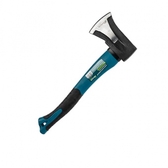 Топор кованый `PRAKTISCHE TOOLS`, клиновидная форма, фиберглассовое топорище 380 мм, 1000 г