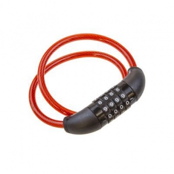 Замок навесной `ЧИБИС` PС3135-8-650 RED CODE велосипедный (8*650мм) кодовый красный